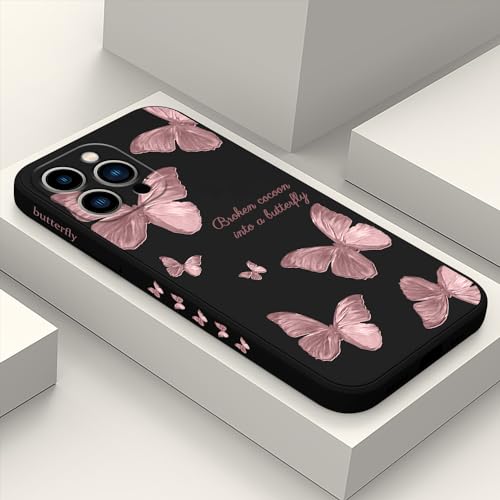 LEECG für iPhone 13 Pro Max Hülle Blumenmuster Weiches Mikrofaser Futter Schlankes Flüssigsilikon für iPhone 13 Pro Max Handyhülle 6,7 Zoll-Schmetterling Schwarz LEECG für iPhone 13 Pro Max Hülle Blumenmuster Weiches Mikrofaser Futter Schlankes Flüssigsilikon für iPhone 13 Pro Max Handyhülle 6,7 Zoll-Schmetterling Schwarz von LEECG