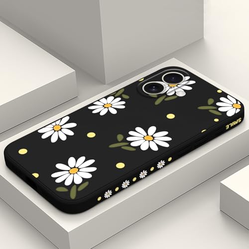 LEECG für iPhone 16 Hülle Kratzfeste Weiche Slim Fit Floral Handyhülle für iPhone 16 6,1 Zoll, Gänseblümchen Schwarz LEECG für iPhone 16 Hülle Kratzfeste Weiche Slim Fit Floral Handyhülle für iPhone 16 6,1 Zoll, Gänseblümchen Schwarz von LEECG