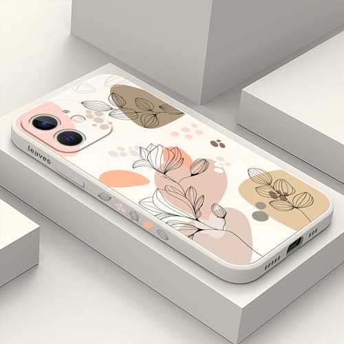 LEECG für iphone 12 Mini Hülle Blumenmuster Design Anti Kratzer Weiches Silikon Handyhülle iphone 12 Mini 5,4 Zoll-Morandi Weiß von LEECG
