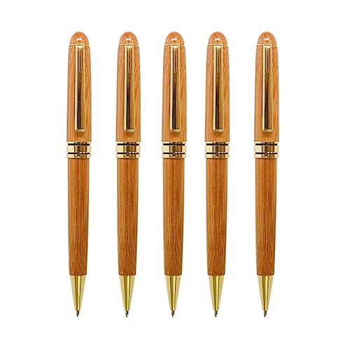 5 Stück Bambus Kugelschreiber Holz Kugelschreiber Bambus Holz Kugelschreiber Nachhaltiger Umweltfreundlicher Stift Nachfüllbare Stifte von LEEINTO