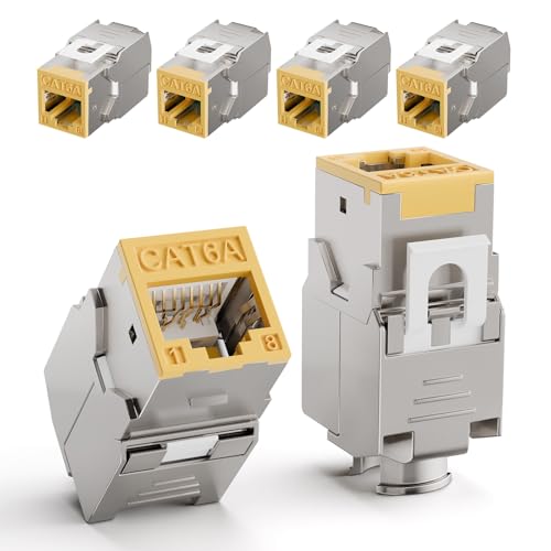 LEENUE 6 Stück RJ45 Keystone Jack Cat6A, Vergoldet Keystone Modul for CAT6A CAT6 POE Verlegekabel, RJ45 Stecker, Patchkabel Netzwerkkabel und Ethernet Patch Pane, Netzwerkdose, 10 Gbit/s/500MHZ, Gelb LEENUE 6 Stück RJ45 Keystone Jack Cat6A, Vergoldet Keystone Modul for CAT6A CAT6 POE Verlegekabel, RJ45 Stecker, Patchkabel Netzwerkkabel und Ethernet Patch Pane, Netzwerkdose, 10 Gbit/s/500MHZ, Gelb von LEENUE
