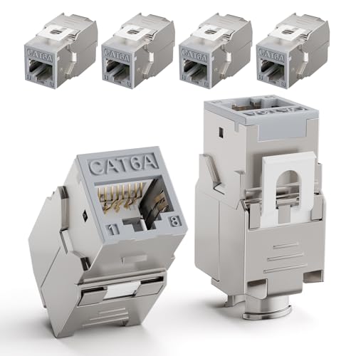 LEENUE 6 Stück RJ45 Keystone Jack Cat6A, Vergoldet Keystone Modul for CAT6A CAT6 POE Verlegekabel, RJ45 Stecker, Patchkabel Netzwerkkabel und Ethernet Patch Pane, Netzwerkdose, 10 Gbit/s/500MHZ, Grau LEENUE 6 Stück RJ45 Keystone Jack Cat6A, Vergoldet Keystone Modul for CAT6A CAT6 POE Verlegekabel, RJ45 Stecker, Patchkabel Netzwerkkabel und Ethernet Patch Pane, Netzwerkdose, 10 Gbit/s/500MHZ, Grau von LEENUE