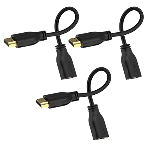 LEENUE HDMI Verlängerung Kurz 18cm, 4K HDMI Verlängerungskabel Stecker auf Buchse,Unterstützung 3D, UHD, 2160p,HDMI Kabel Verbinder Kurz für TV Stick, Roku, PS5, Monitor 3 Stück von LEENUE