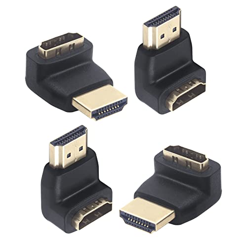 LEENUE HDMI Winkelstecker, HDMI Winkel Adapter 90 und 270 Grad Vergoldeter, HDMI Abgewinkelt Stecker auf Buchse 4K 3D UHD ARC HDR 1080p für PC, Laptop, Projektor, Monitor, TV, PS5, Roku Stick 4 Stück von LEENUE