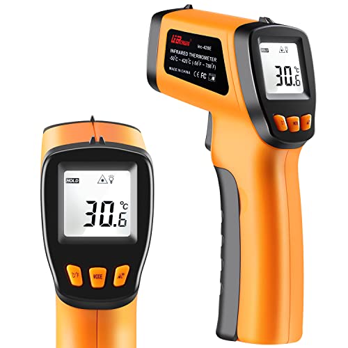 Infrarot Thermometer (nicht für Menschen), LEERCHUANG Temperaturmessgerät für Pizzaofen, Berührungslose Laser Thermometerpistole zum Kochen/Grillen (-50 °C ~ 420 °C) Gelb von LEERCHUNAG