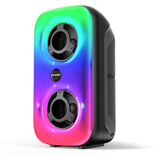 LEFANDI Bluetooth Lautsprecher, Tragbarer Kabelloser Lautsprecher Box Musikbox, Laut mit Druckvollem Bass, Gemischtfarbigen LED-Leuchten, USB-Wiedergabe,24 Stunden Spielzeit von LEFANDI