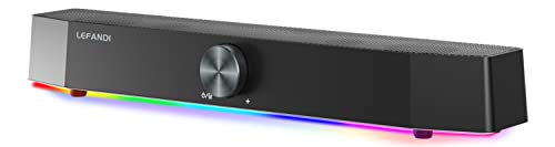 LEFANDI Computer Lautsprecher Stereo Soundbar Bluetooth 5.0, mit RGB Beleuchtung Thorne - Computer Boxen, Lautsprecher mit RGB LED-Beleuchtung, Stromversorgung über USB, 10W, PC/Laptop, Schwarz von LEFANDI