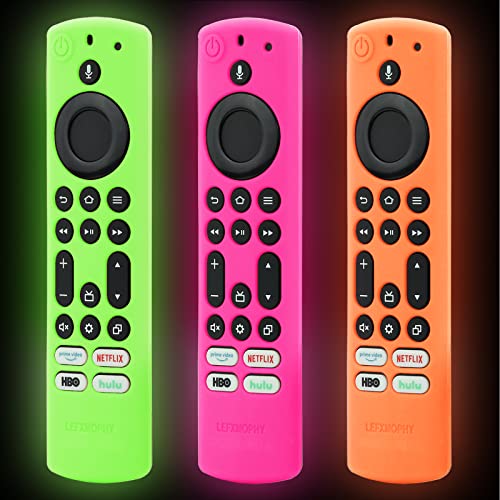 LEFXMOPHY 2023 Stick 4K Max Remote Cover für Toshiba und Insignia NSRCFNA21 CT-RC1US-21 CT95018 CTRC1US21, Silikon-Schutzhülle, 3er-Pack, Grün, Orange, Hot Pink, leuchtet im Dunkeln von LEFXMOPHY