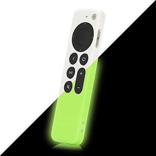 LEFXMOPHY Fernbedienung für 2021 Apple 4K TV Serie 6 / 6. Generation, Silikonhülle, leuchtet grün im Dunkeln, mit Umhängeband, Weiß von LEFXMOPHY