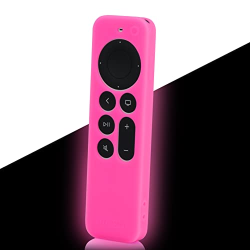 LEFXMOPHY Schutzhülle für Apple TV 2024 Remote Case AppleTV Siri 2nd 2021 3rd 2022 2023 Control – rutschfeste, stoßfeste Silikonhülle, leuchtet im Dunkeln, Rosa von LEFXMOPHY