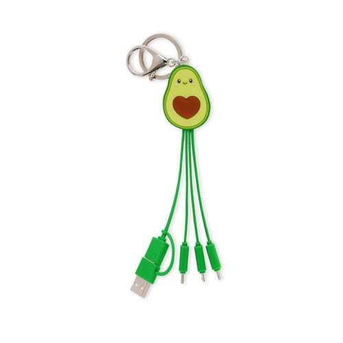 LEGAMI - Avocado Multiple Link Up Ladekabel mit Schlüsselanhänger, 4 Ladekabel, USB, Typ-C Micro-USB, Lightning, mit USB-C-Adapter, TPE-beschichtetes Kabel von LEGAMI