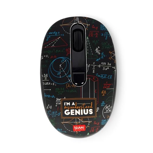 LEGAMI - Kabellose Maus mit ultrakompaktem USB-Empfänger, Genius-Thema, 3 Geschwindigkeitsoptionen, ABS-Material, kabellose Verbindung bis zu 10 m von LEGAMI