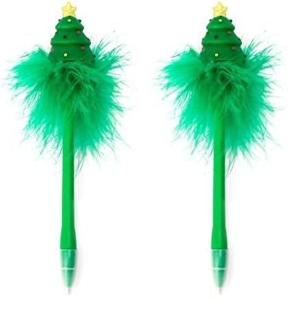 LEGAMI - Kugelschreiber mit leuchtendem Weihnachtsbaum, Writing is Magic, blaue Tinte, LED-Schreibstift für Kinder und Erwachsene, 0,7 mm Spitze, Xmas Tree-Thema (Packung mit 2) von LEGAMI