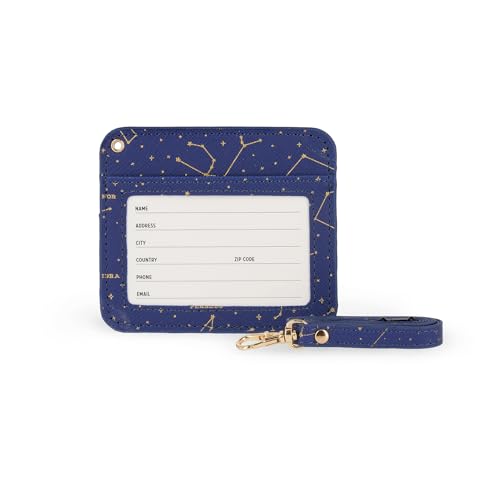 Legami - Ausweishalter mit Karabinerverschluss, Kartenhalter mit Sicherheitsclip, 1 transparentes Fenster, Kartenfächer aus PU-Leder, Größe 10,4 x 9 cm, Motiv Stars von LEGAMI