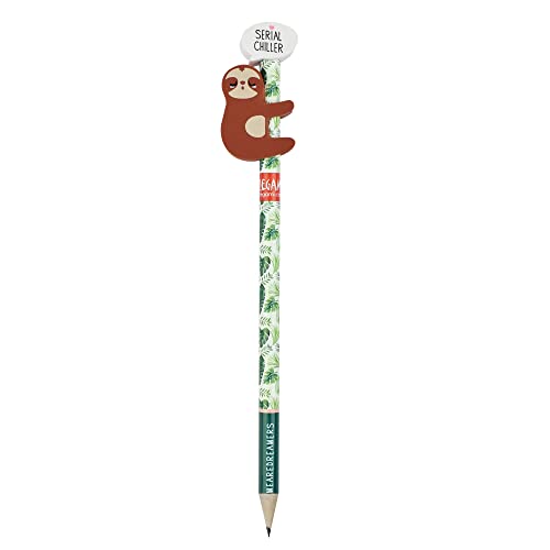 Legami - Bleistift mit Radiergummi, Serial Chiller, 0,7 x 18 cm, Mine HB, Variante Sloth, präzise Strichstärke, zum Zeichnen und Schreiben von LEGAMI