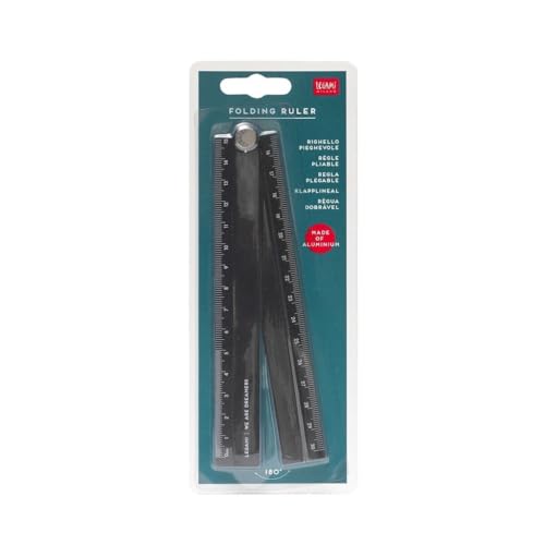 Legami - Faltbares Lineal aus Aluminium, doppelte Verwendung: Messung in Zentimetern (30 cm) und in Grad (180 °) von LEGAMI