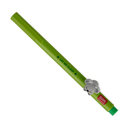 Legami - Gelschreiber mit dekorativem Tier, verhindert Abrollen, grüne Tinte, herausnehmbares und rekombinierbares Tier, Spitze 0,5 mm, Koala-Thema, 1 Stück (1 Stück) von LEGAMI