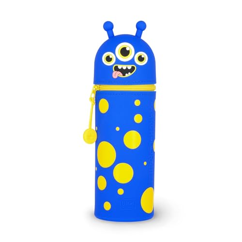 Legami - Kawaii 2-in-1 Schulmäppchen aus weichem Silikon, Monster-Thema, Stifthalter, Reißverschluss, Buntstifte, Marker, H 18,5 cm von LEGAMI