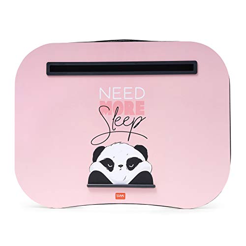 Legami - Laptop-Halterung, 44 x 33,5 cm, Laptop-Tray, Schlitz für Tablets, Panda-Thema, weiches Kissen mit Füllung, seitlicher Griff von LEGAMI