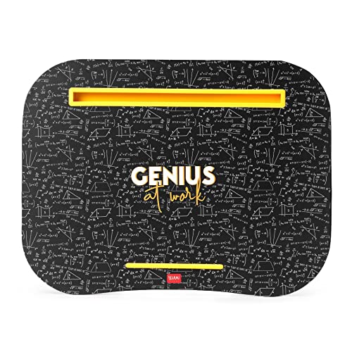 Legami Laptop-Ständer, sorgt für Stabilität, Schlitz für Tablets, weiches Kissen mit Polsterung für eine Bequeme Halterung, seitlich angebrachter Griff 44 x 33,5 cm, Thema Genius LDESK0004 von LEGAMI