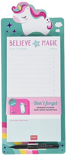 Legami - Magnetischer Notizblock, Don't Forget, 11 x 26 cm, FSC®-zertifiziertes Papier, 80 g/m² Papier, Halterung aus festem Karton, magnetische Basis, Einhorn-Motiv, 60 Blatt ablösbar von LEGAMI