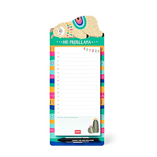 Legami - Magnetischer Notizblock, Don't Forget, 11 x 26 cm, FSC®-zertifiziertes Papier, 80 g/m² Papier, Unterstützung aus festem Karton, Magnetbasis, Thema Lama, 60 Blatt abnehmbar von LEGAMI