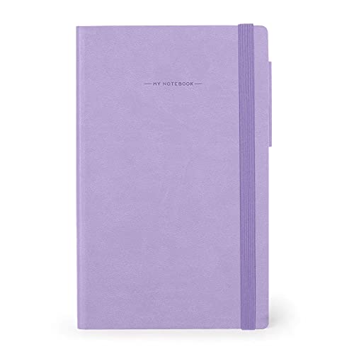 Legami - Notizbuch, liniert, Medium, 192 Seiten, Einband aus weichem PU, FSC®-zertifiziertem Papier, elfenbeinfarbenes Papier 90 g/m², Monatsplaner, Adressbuch, Lesezeichen, 13 x 21 cm, Farbe Lavender von LEGAMI
