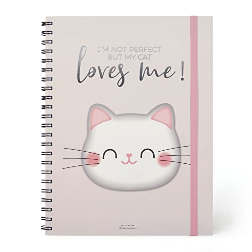 Legami - Notizbuch Spiralato Maxi, A4, 204 Seiten abnehmbar, elastischer Verschluss, Endtasche, FSC®-zertifiziertes Papier, Papier 100 g/m², 22 x 29,5 cm, Thema Kitty von LEGAMI