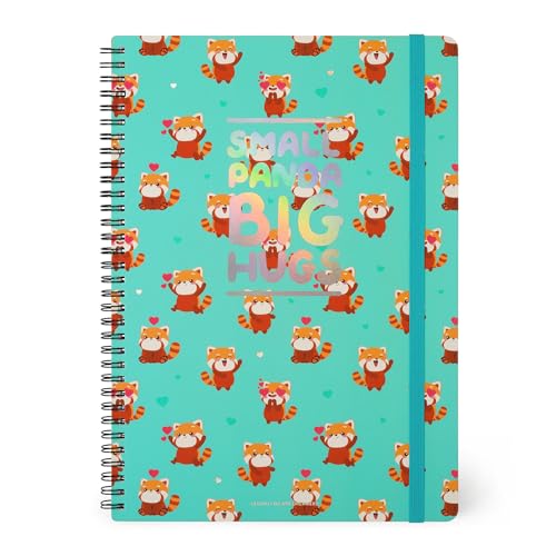 Legami - Notizbuch mit Spiralbindung - Format A4, Spiral Notebook Maxi, enthält 1 Blatt Aufkleber, 160 abnehmbare Seiten, aus FSC-Papier, Gummiband, 21 x 29 cm, Motiv Red Panda von LEGAMI