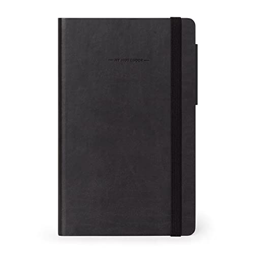 Legami - Notizbuch mit weißer Seite, aus FSC®-zertifiziertem Papier, Elfenbeinpapier 90 g/m², 192 Seiten, Softcover, Gummibandverschluss, 13 x 21 cm, Farbe Black von LEGAMI