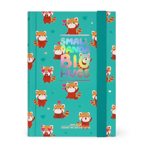 Legami - Panda Tageskalender 2024-2025, 16 Monate, Small, Tagebuch von September 2024 bis Dezember 2025, Gummibandverschluss, FSC-zertifiziertes Papier, Monatsplaner, 9,5 x 13,5 cm, roter Panda von LEGAMI