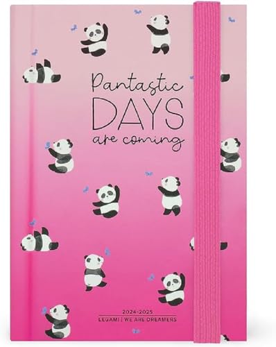 Legami - Panda Wochenplaner 2024-2025, 16 Monate Small mit Notebook, Tagebuch von September 2024 bis Dezember 2025, Verschluss mit Gummiband, FSC-zertifiziertes Papier, 9,5 x 13,5 cm, Pantastic von LEGAMI