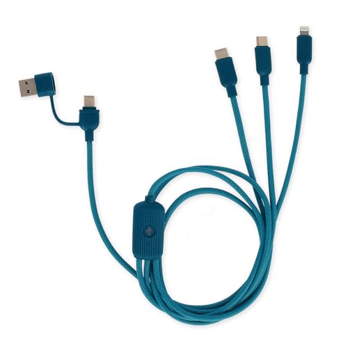Legami - Three Hugs 3-in-1 Lade- und Synchronisationskabel, Cactus-Motiv, 5 Anschlüsse, mit Typ-C-USB Adapter, Schnellladung bis zu 60 W/3A, Länge 120 cm von LEGAMI