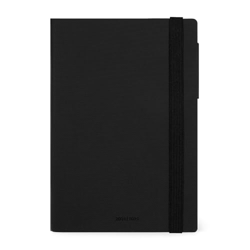 Legami - Wochenplaner 2024-2025, 18 Monate, Medium mit Notebook, Tagebuch von Juli 2024 bis Dezember 2025, Gummibandverschluss, FSC-zertifiziertes Papier, Tasche mit Adressbuch, 12 x 18 cm, Black von LEGAMI