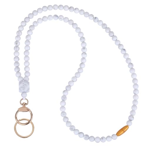 LEGENTLISUR Lanyard mit ID Kartenhalter Lanyards für Frauen Abnehmbarem Lanyard mit ID Kartenhalter Niedliches Lehrer Schlüsselband Geschenke für Damen Lehrer(Cremeweiß) von LEGENTLISUR
