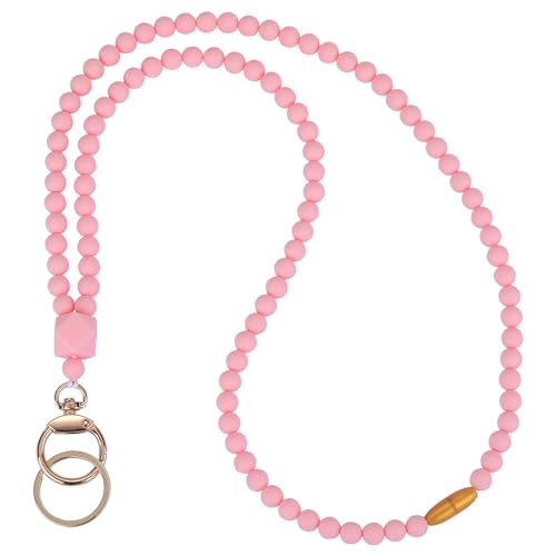 LEGENTLISUR Lanyard mit ID Kartenhalter Lanyards für Frauen Abnehmbarem Lanyard mit ID Kartenhalter Niedliches Lehrer Schlüsselband Geschenke für Damen Lehrer(Perlrosa) von LEGENTLISUR