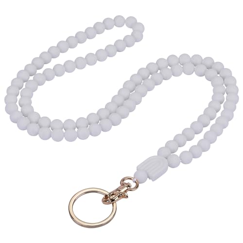 LEGENTLISUR Perlen Lanyard mit ID Kartenhalter Lanyards für Frauen Lanyard mit ID Kartenhalter Lanyard mit ID Kartenhalter Set Niedlich Abzeichen für Lehrer Damen Geschenk (Weiß) von LEGENTLISUR