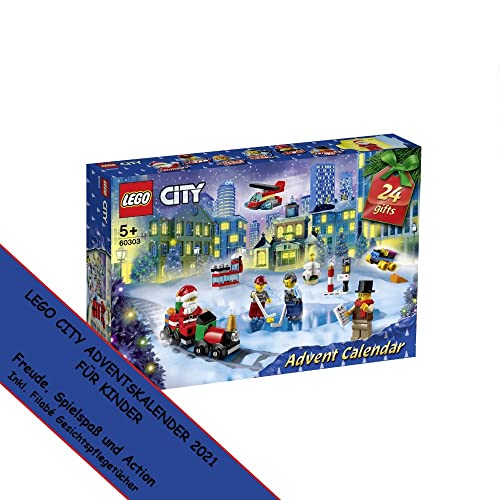 LEGO 60303 City Adventskalender 2022 - Lego Advent Kalender für Jungs & Mädchen - Mini Baukasten, Spielzeug für Kinder ab 5 Jahren mit Spielbrett und 6 Minifiguren von LEGO