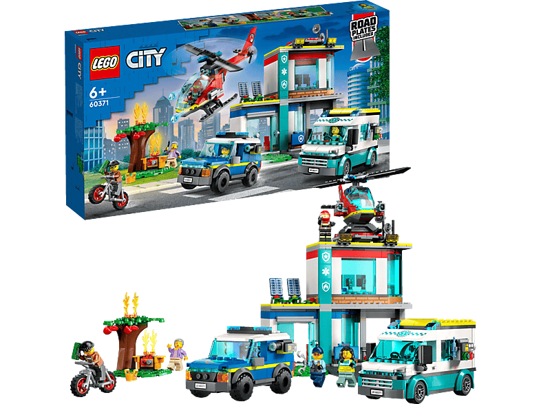 LEGO City 60371 Hauptquartier der Rettungsfahrzeuge Bausatz, Mehrfarbig von LEGO