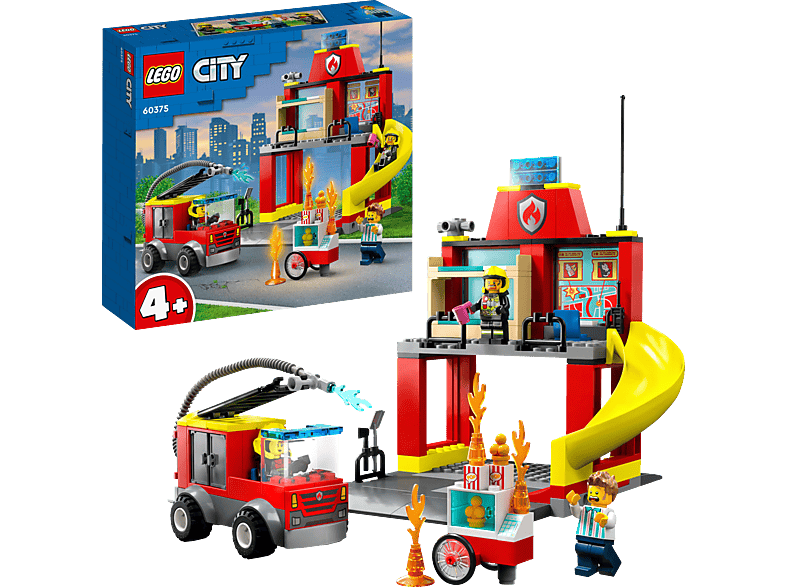 LEGO City 60375 Feuerwehrstation und Löschauto Bausatz, Mehrfarbig von LEGO