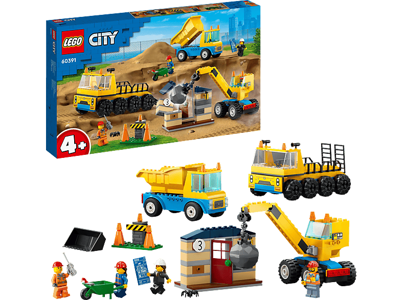 LEGO City 60391 Baufahrzeuge und Kran mit Abrissbirne Bausatz, Mehrfarbig von LEGO