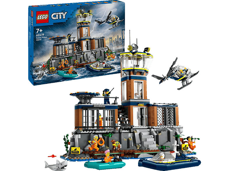 LEGO City 60419 Polizeistation auf der Gefängnisinsel Bausatz, Mehrfarbig von LEGO