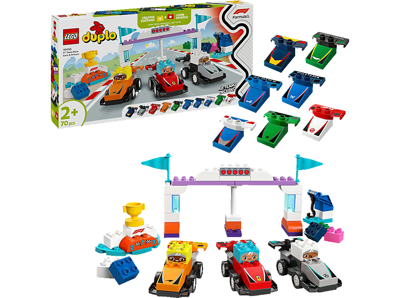 LEGO DUPLO Town 10445 F1® Team Rennautos mit Rennfahrern Bausatz, Mehrfarbig von LEGO