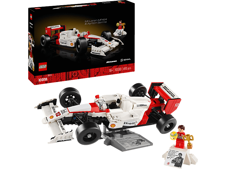 LEGO Icons 10330 McLaren MP4/4 & Ayrton Senna Bausatz, Mehrfarbig von LEGO