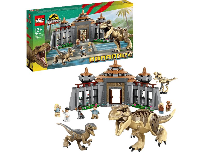 LEGO Jurassic Park 76961 Angriff des T. rex und Raptors aufs Besucherzentrum Bausatz, Mehrfarbig von LEGO