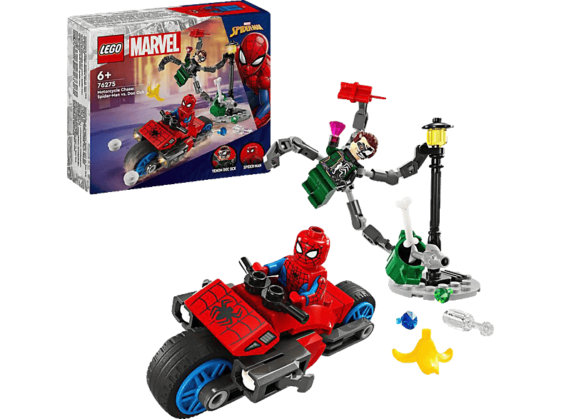 LEGO Super Heroes 76275 Motorrad-Verfolgungsjagd: Spider-Man vs. Doc Ock Bausatz, Mehrfarbig von LEGO