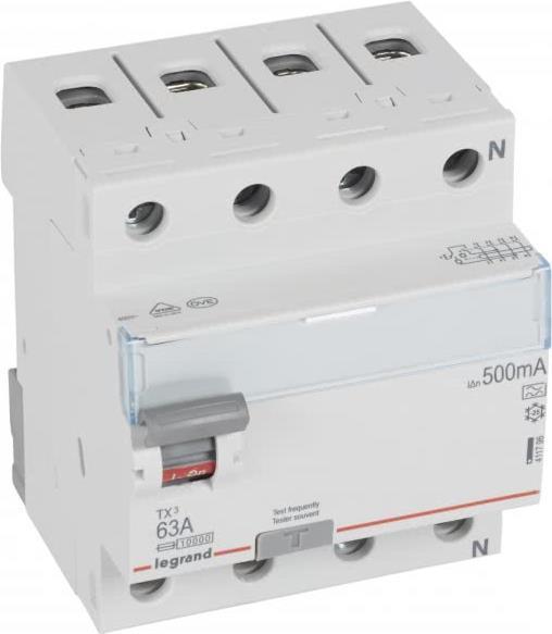 LEGR Tx3 FI-Schalter 63A 4P 500Ma 411796 A 411796 4x63A-0,5A 1 (411796) von LEGRAND