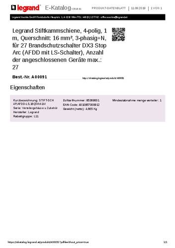 Legrand A00091 Phasenschiene 16mm² 230V von LEGRAND