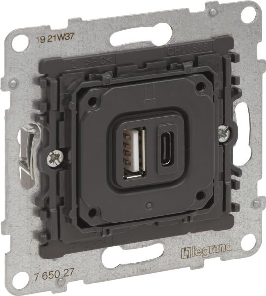 Legrand SEANO Einsatz 2f 765027 USB-Ladesteckdose Typ A+C m.Ladestrom 3 5 (765027) von LEGRAND