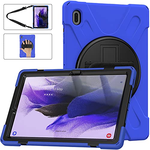 LEHEE Hülle für Galaxy Tab S7 FE, Drehbarer Handschlaufe 360-Grad-Ständer und Schulter Schutz Hülle für Samsung Galaxy Tab S7 FE T730/T736B 12.4", Blau von LEHEE